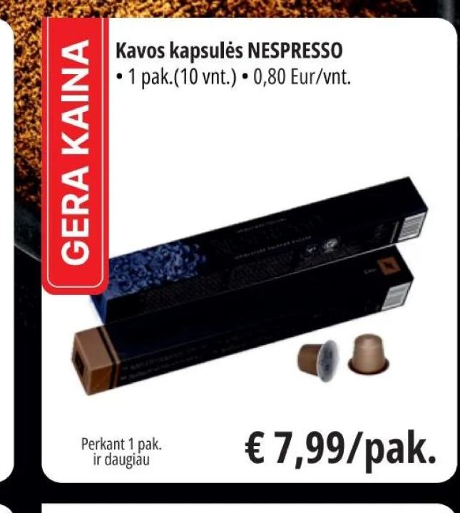Kavos kapsulės NESPRESSO, 1 pak.