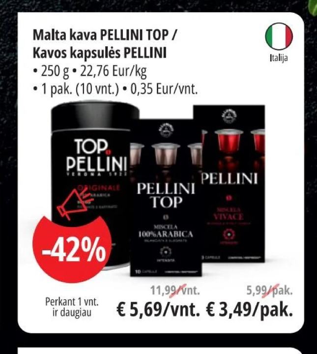Kavos kapsulės PELLINI, 1 pak.