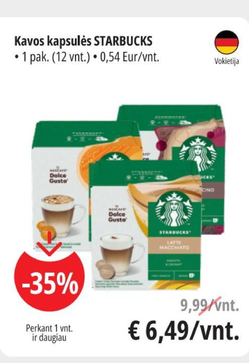 Kavos kapsulės STARBUCKS, 1 pak.
