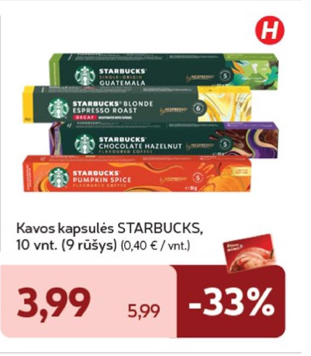Kavos kapsulės STARBUCKS, 10 vnt