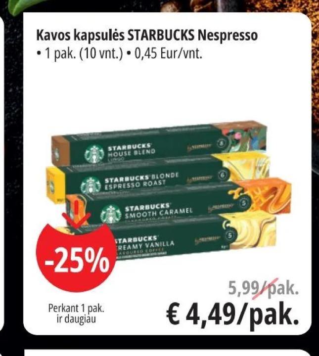 Kavos kapsulės STARBUCKS Nespresso, 1 pak.