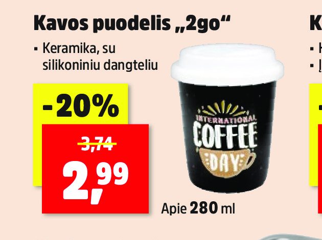 Kavos puodelis „2go“, 280 ml