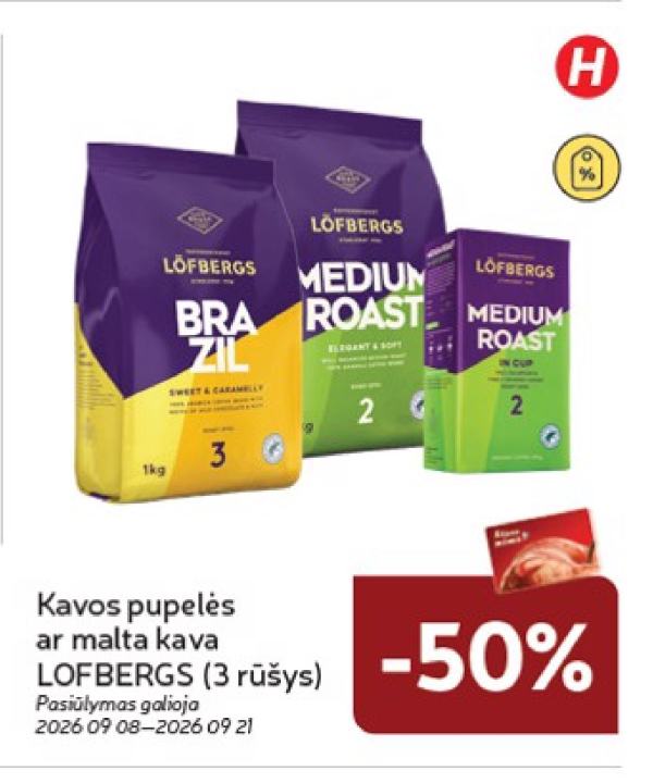Kavos pupelės ar malta kava LOFBERGS
