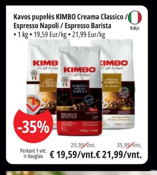 Kavos pupelės KIMBO Creama Classico / Espresso Napoli / Espresso Barista, 1 kg