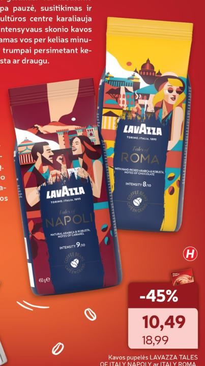 Kavos pupelės LAVAZZA TALES OF ITALY NAPOLY ar ITALY ROMA, 450 g