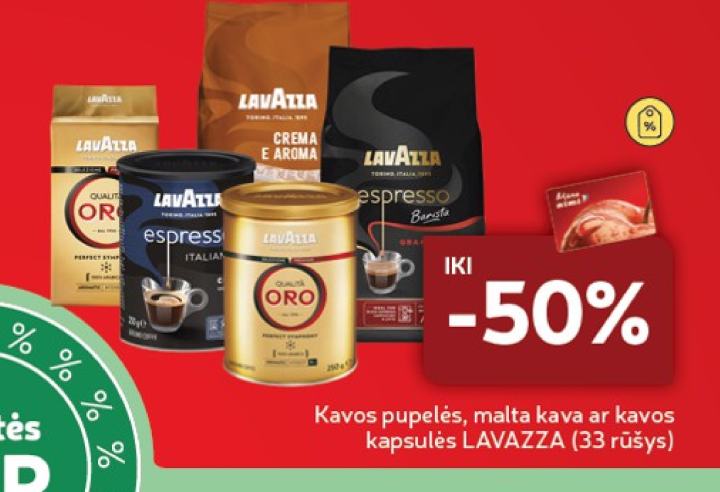 Kavos pupelės, malta kava ar kavos kapsulės LAVAZZA