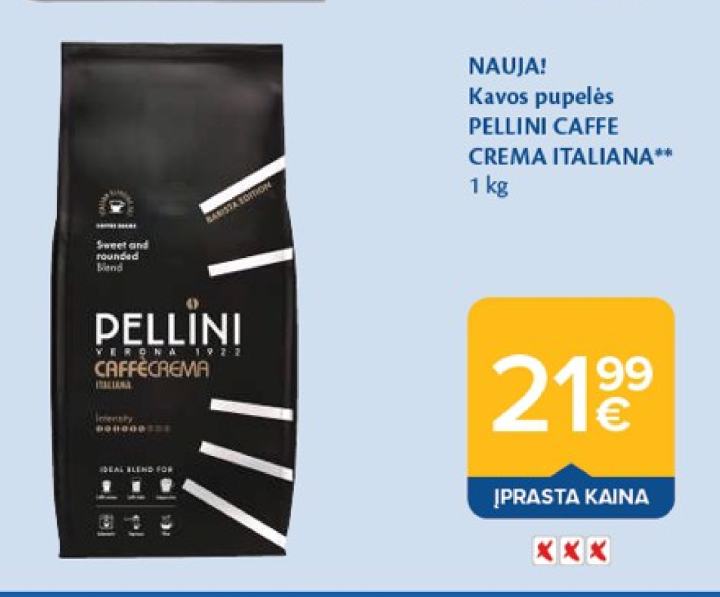 Kavos pupelės PELLINI CAFFE CREMA ITALIANA, 1 kg