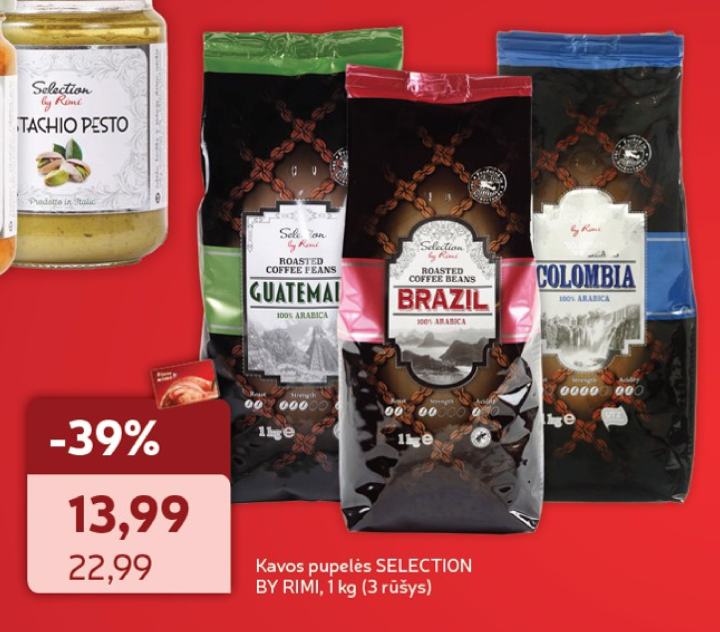 Kavos pupelės SELECTION BY RIMI, 1 kg