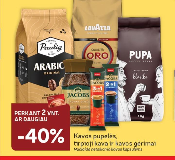 Kavos pupelės, tirpioji kava ir kavos gėrimai