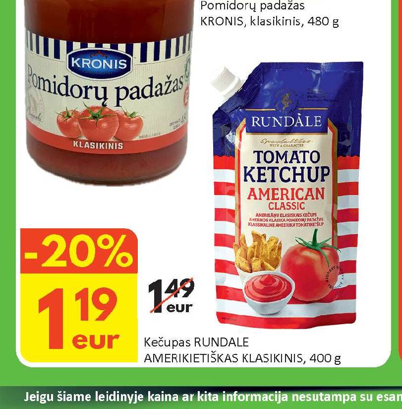 Kečupas RUNDALE AMERIKIETIŠKAS KLASIKINIS, 400 g