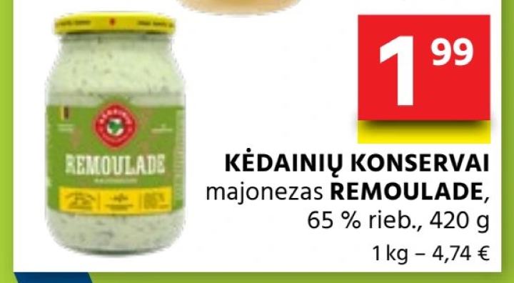 KĖDAINIŲ KONSERVAI majonezas REMOULADE, 420 g