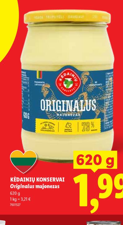 KĖDAINIŲ KONSERVAI Originalus majonezas, 620 g