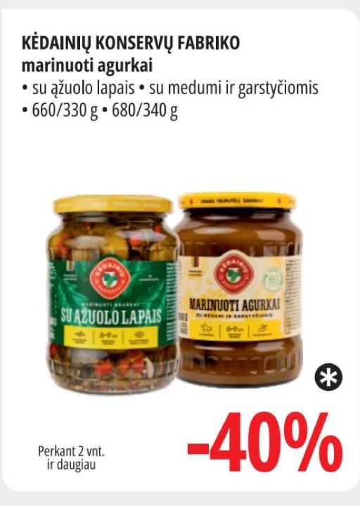 KĖDAINIŲ KONSERVŲ FABRIKO marinuoti agurkai, 330 g