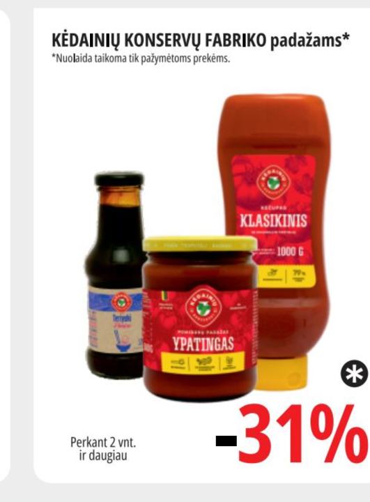 KĖDAINIŲ KONSERVŲ FABRIKO padažams