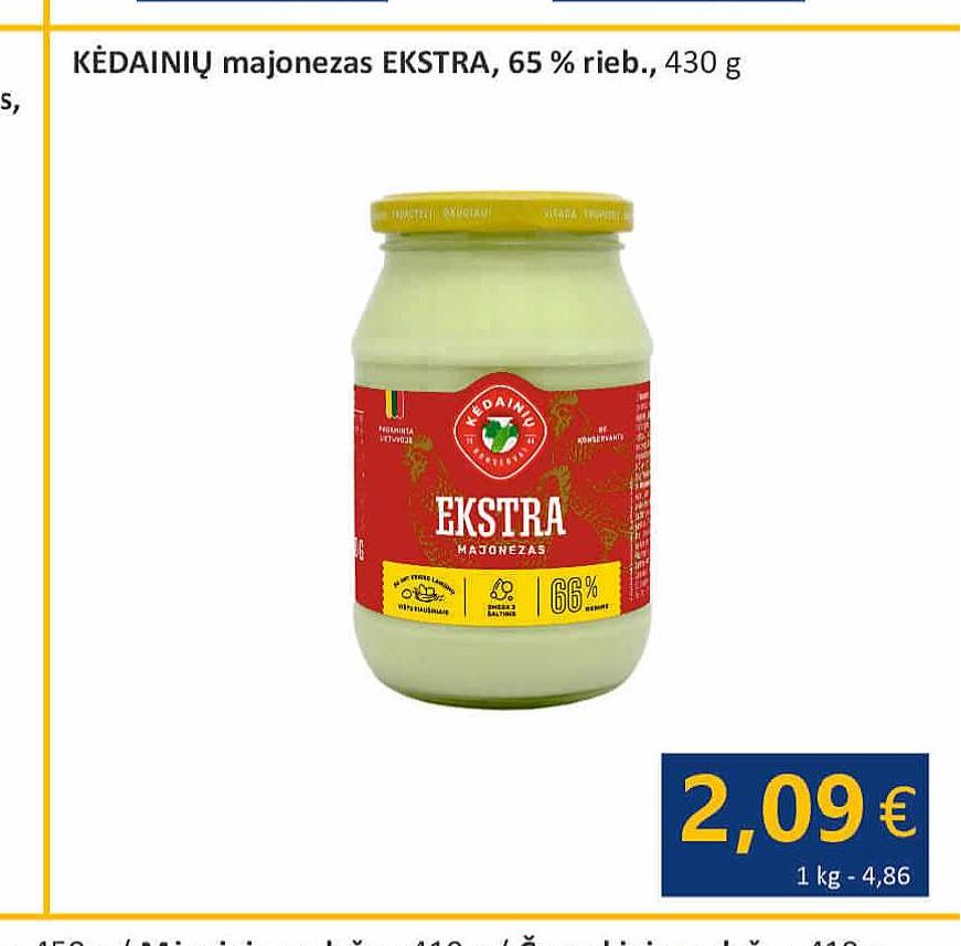 KĖDAINIŲ majonezas EKSTRA, 430 g