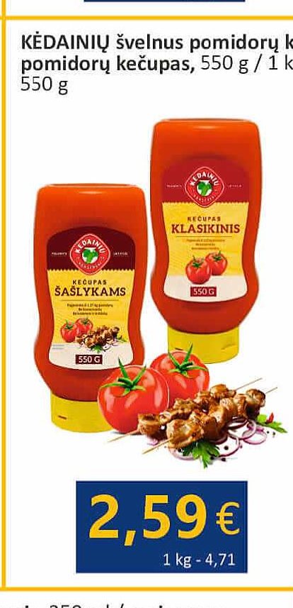 KĖDAINIŲ švelnus pomidorų kečupas, 1 kg