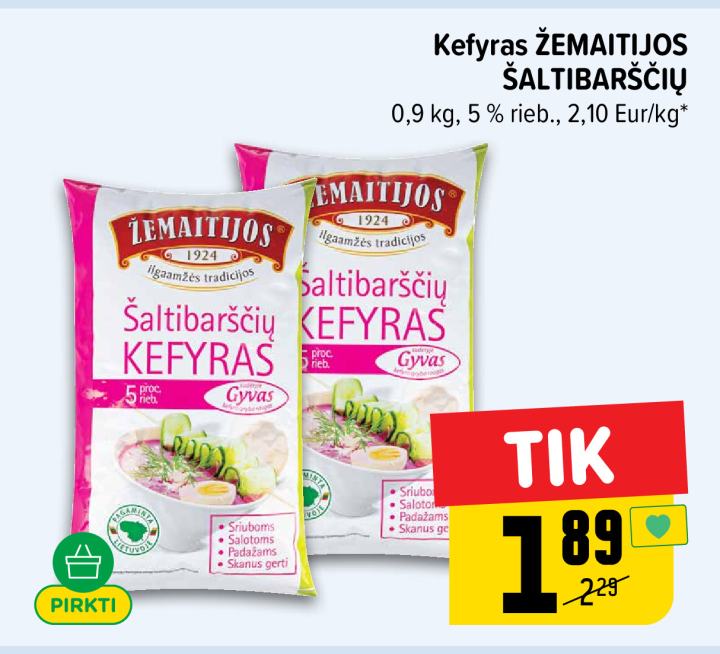 Kefyras ŽEMAITIJOS ŠALTIBARŠČIŲ, 0.9 kg