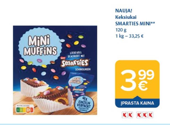 Keksiukai SMARTIES MINI, 120 g