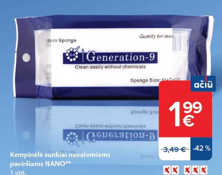 Kempinėlė sunkiai nuvalomiems paviršiams NANO, 1 vnt
