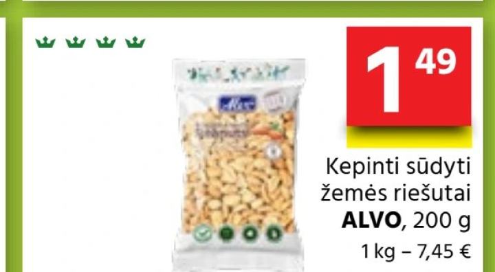 Kepinti sūdyti žemės riešutai ALVO, 200 g