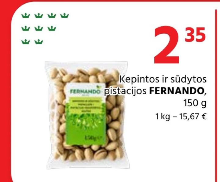 Kepintos ir sūdytos pistacijos FERNANDO, 150 g
