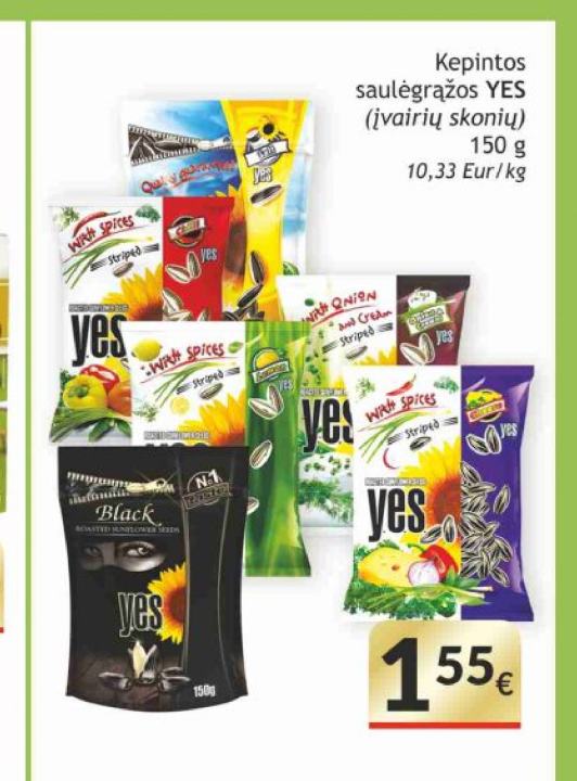 Kepintos saulėgrąžos YES, 150 g