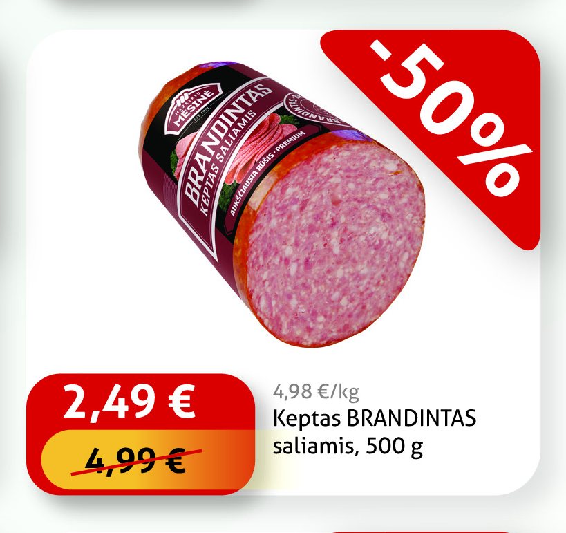 Keptas BRANDINTAS saliamis, 500 g