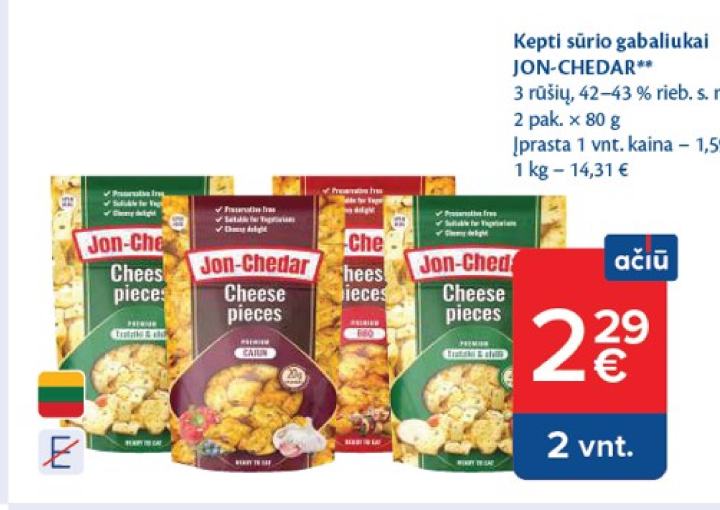 Kepti sūrio gabaliukai JON-CHEDAR, 2 pak.