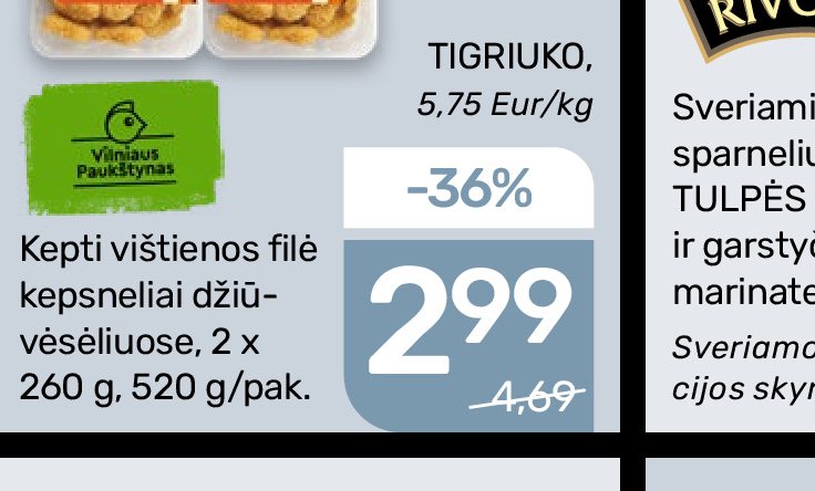 Kepti vištienos filė kepsneliai džiūvėsėliuose, 2 x 260 g