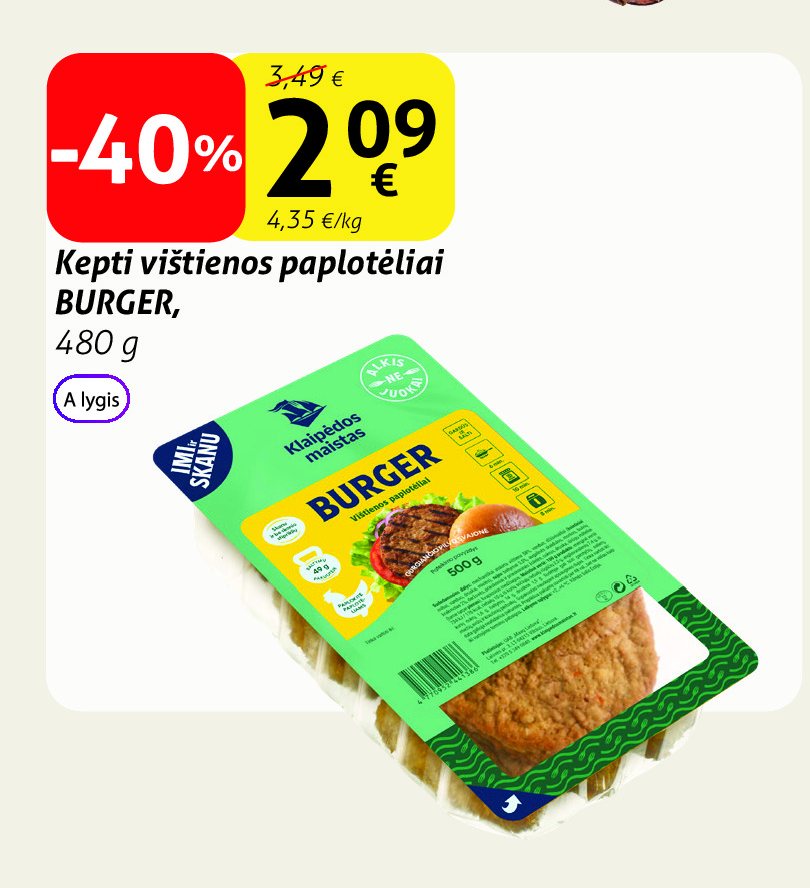 Kepti vištienos paplotėliai BURGER, 480 g