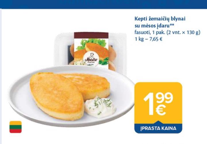 Kepti žemaičių blynai su mėsos įdaru, 130 g