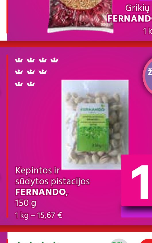 Keptintos ir sūdytos pistacijos FERNANDO, 150 g