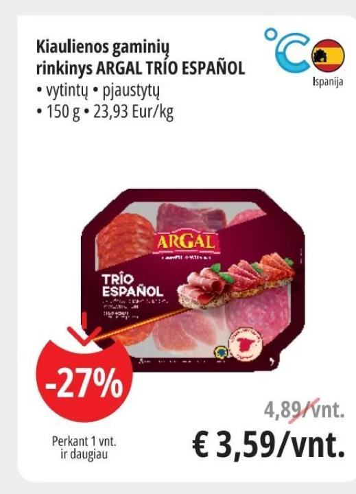 Kiaulienos gaminių rinkinys ARGAL TRÍO ESPAÑOL, 150 g