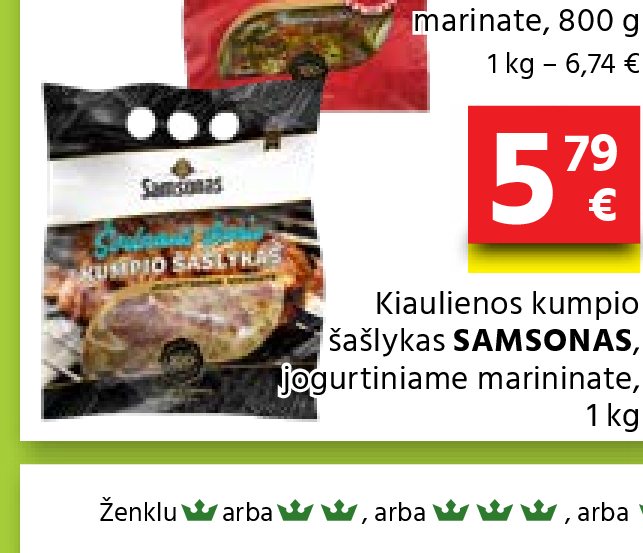 Kiaulienos kumpio šašlykas SAMSONAS, 1 kg