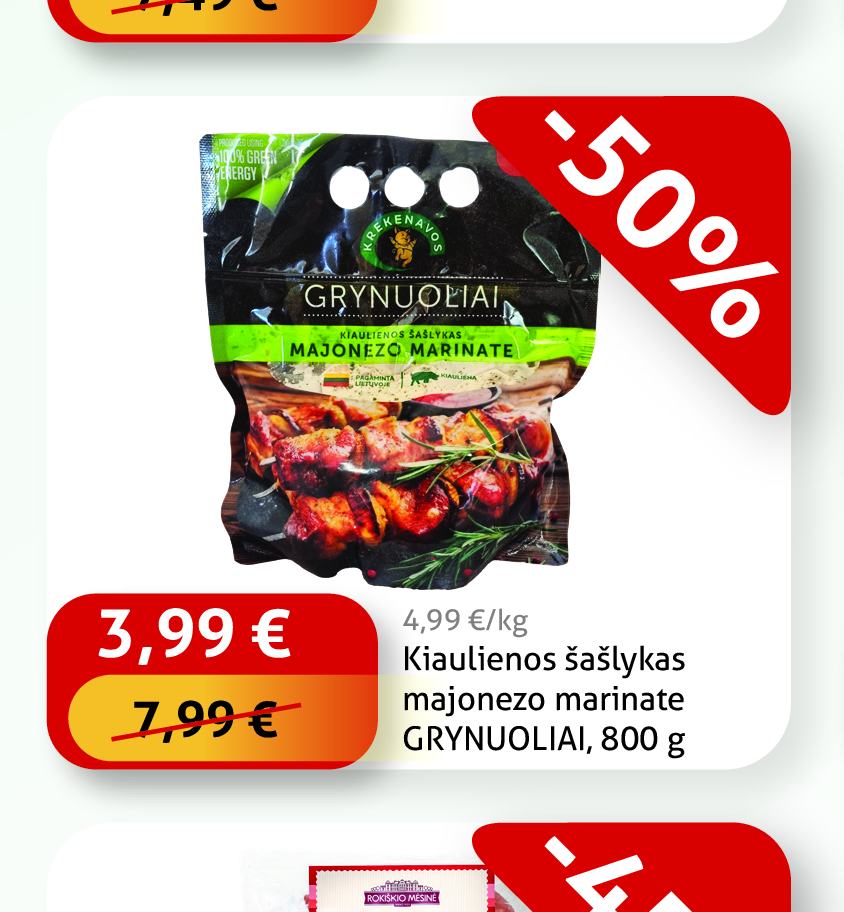 Kiaulienos šašlykas majonezo marinate GRYNUOLIAI, 800 g