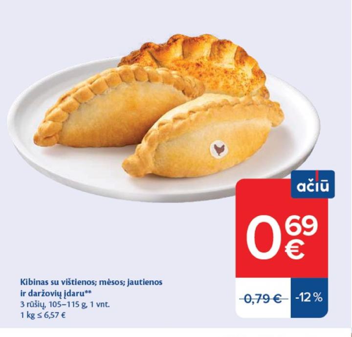 Kibinas su vištienos; mėsos; jautienos ir daržovių įdaru, 115 g