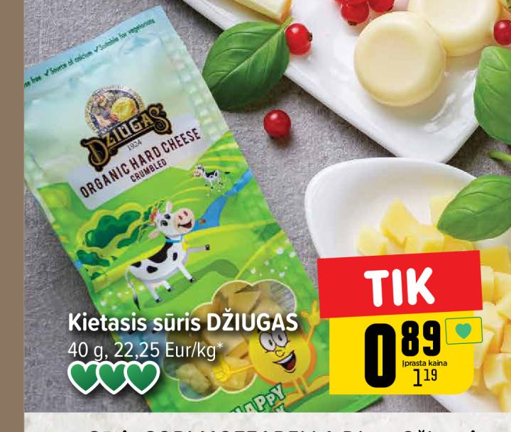 Kietasis sūris DŽIUGAS, 40 g