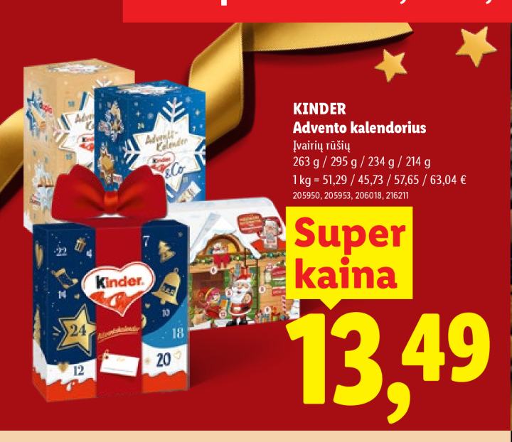 KINDER Advento kalendorius, 263 g