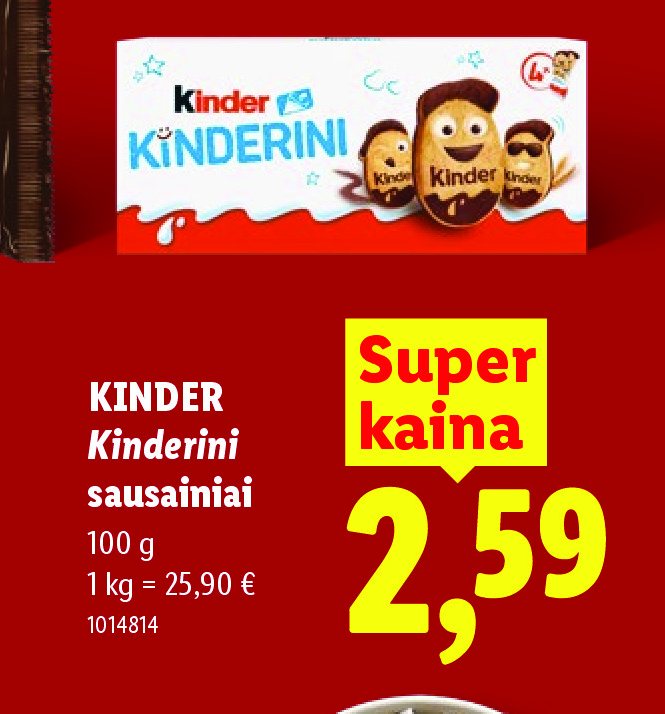 KINDER KINDERINI sausainiai, 100 g
