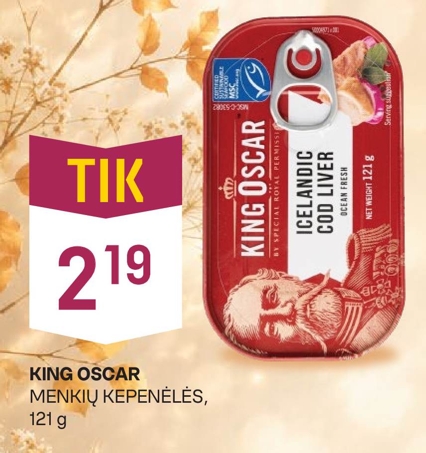 KING OSCAR MENKIŲ KEPENĖLĖS, 121 g