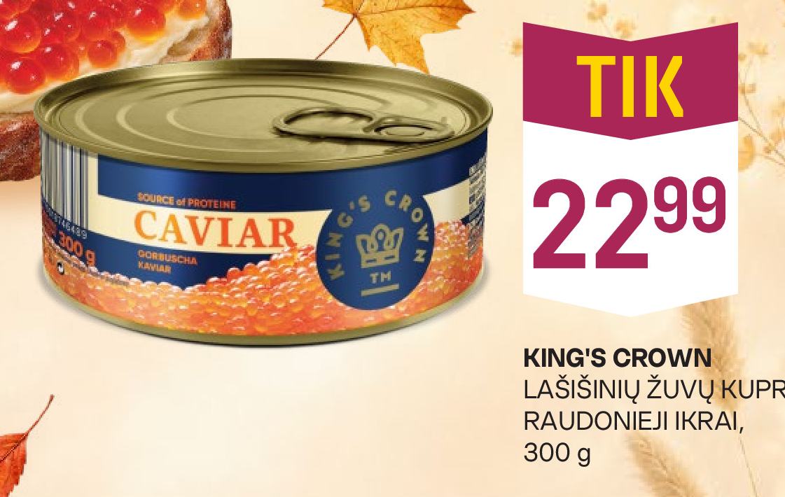 KING'S CROWN LAŠIŠINIŲ ŽUVŲ KUPRIŲ RAUDONIEJI IKRAI, 300 g