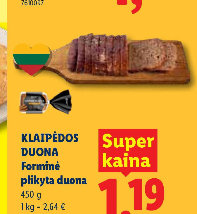 KLAIPĖDOS DUONA Forminė plikyta duona, 450 g