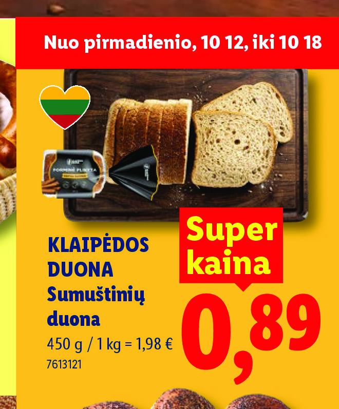 KLAIPĖDOS DUONA Sumuštinių duona, 450 g