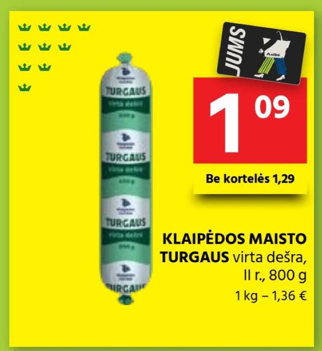 KLAIPĖDOS MAISTO TURGAUS virta dešra, 800 g