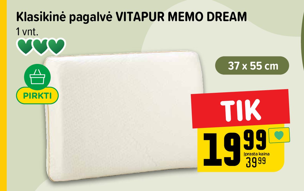 Klasikinė pagalvė VITAPUR MEMO DREAM, 1 vnt