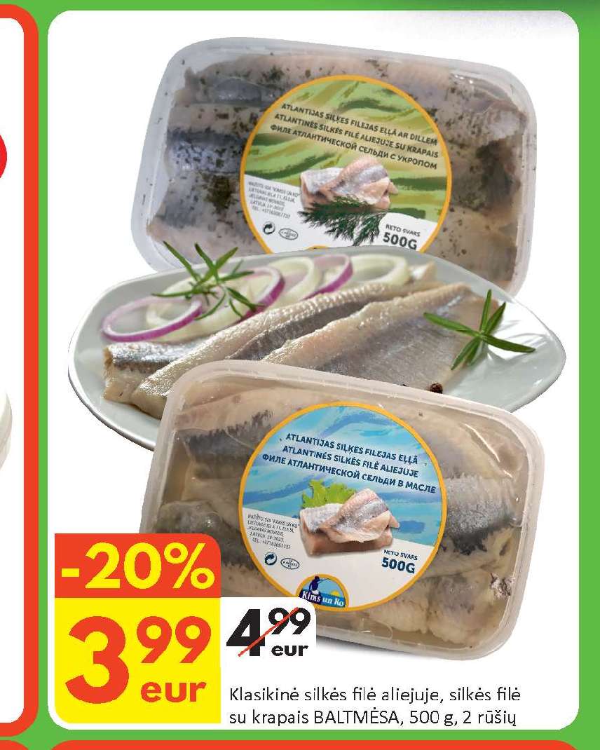 Klasikinė silkės filė aliejuje, silkės filė su krapais, 500 g
