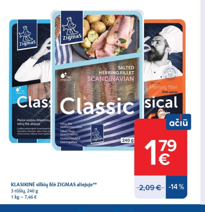 KLASIKINĖ silkių filė ZIGMAS aliejuje, 240 g