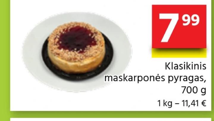 Klasikinis maskarponės pyragas, 700 g