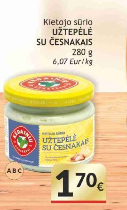 Klėtojo sūrio UŽTEPĖLĖ SU ČESNAKAIS, 280 g