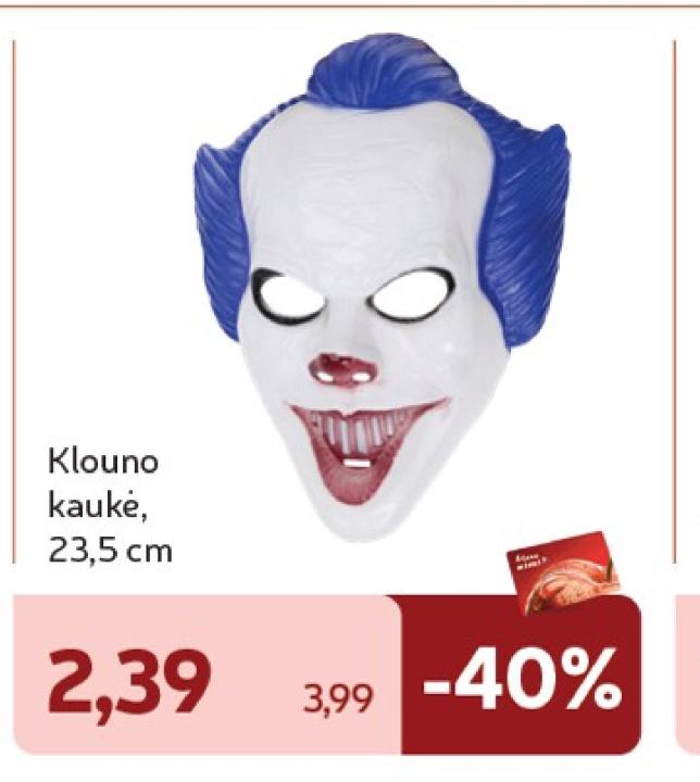 Klouno kaukė, 23.5 cm